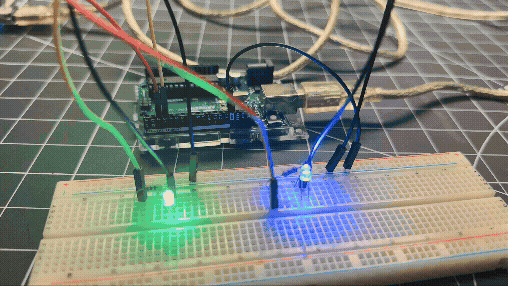 The fourth sketch shows how to use resistor to connect two LED lights simultaneously