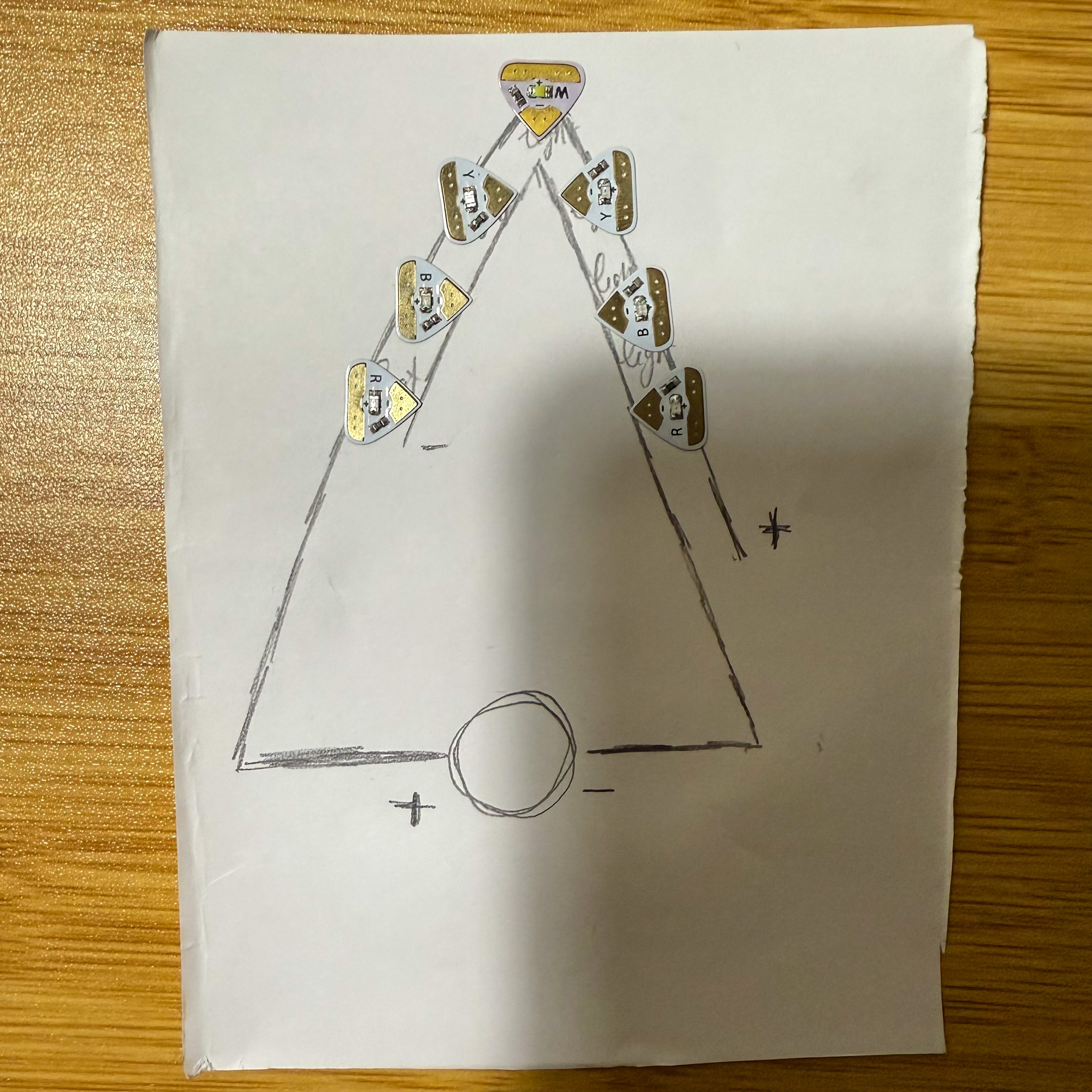 Place the LED light stickers in the right position.