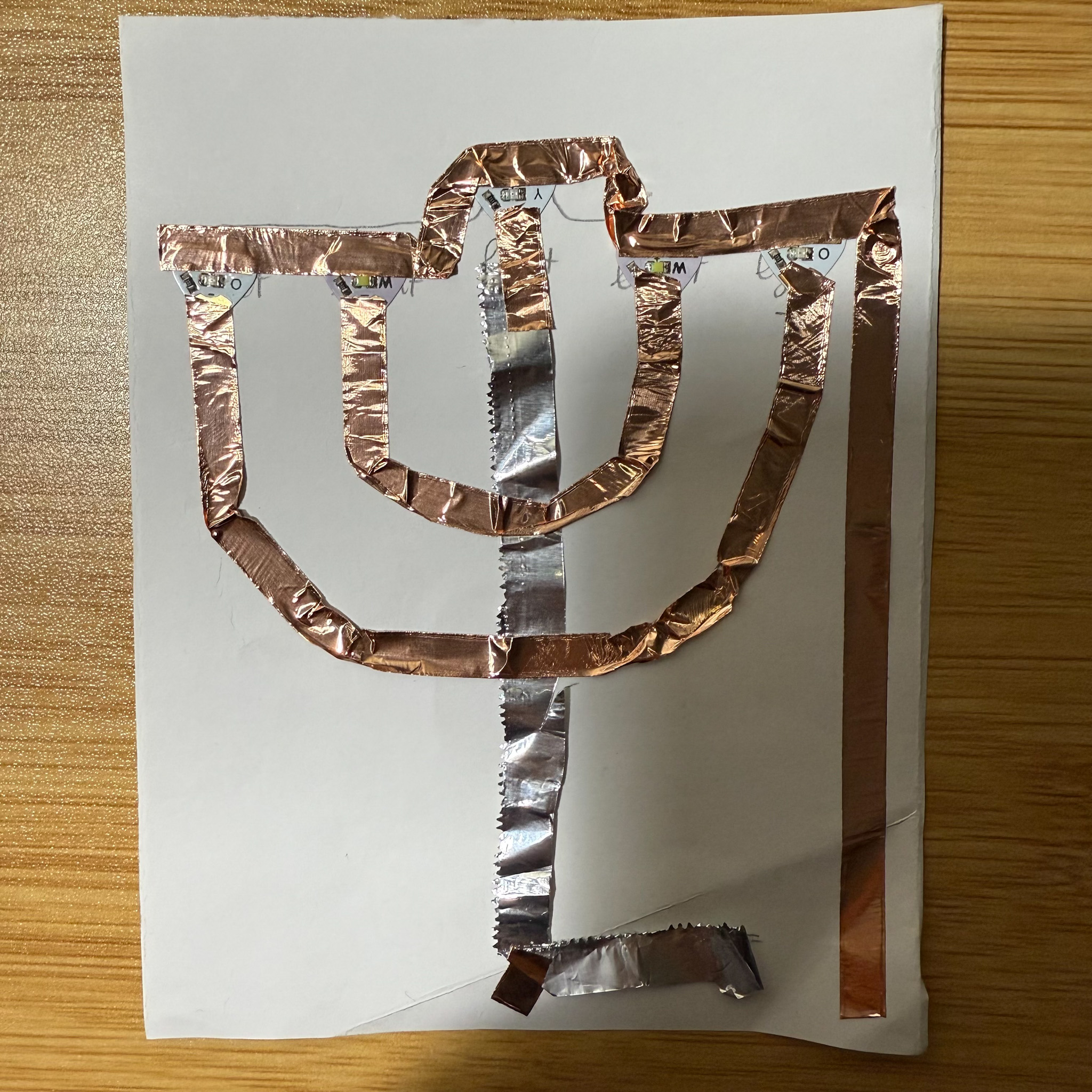 Placing the LED light stickers in the right position.