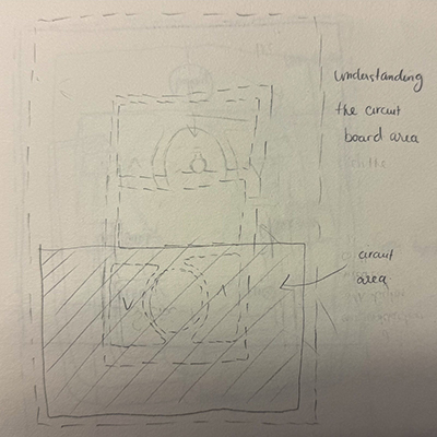 Sketch of LED lights placement on the circuit