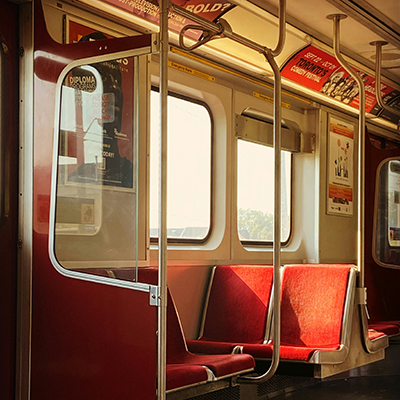 The sound is a clear, automated TTC subway announcement, likely providing station or transit updates.