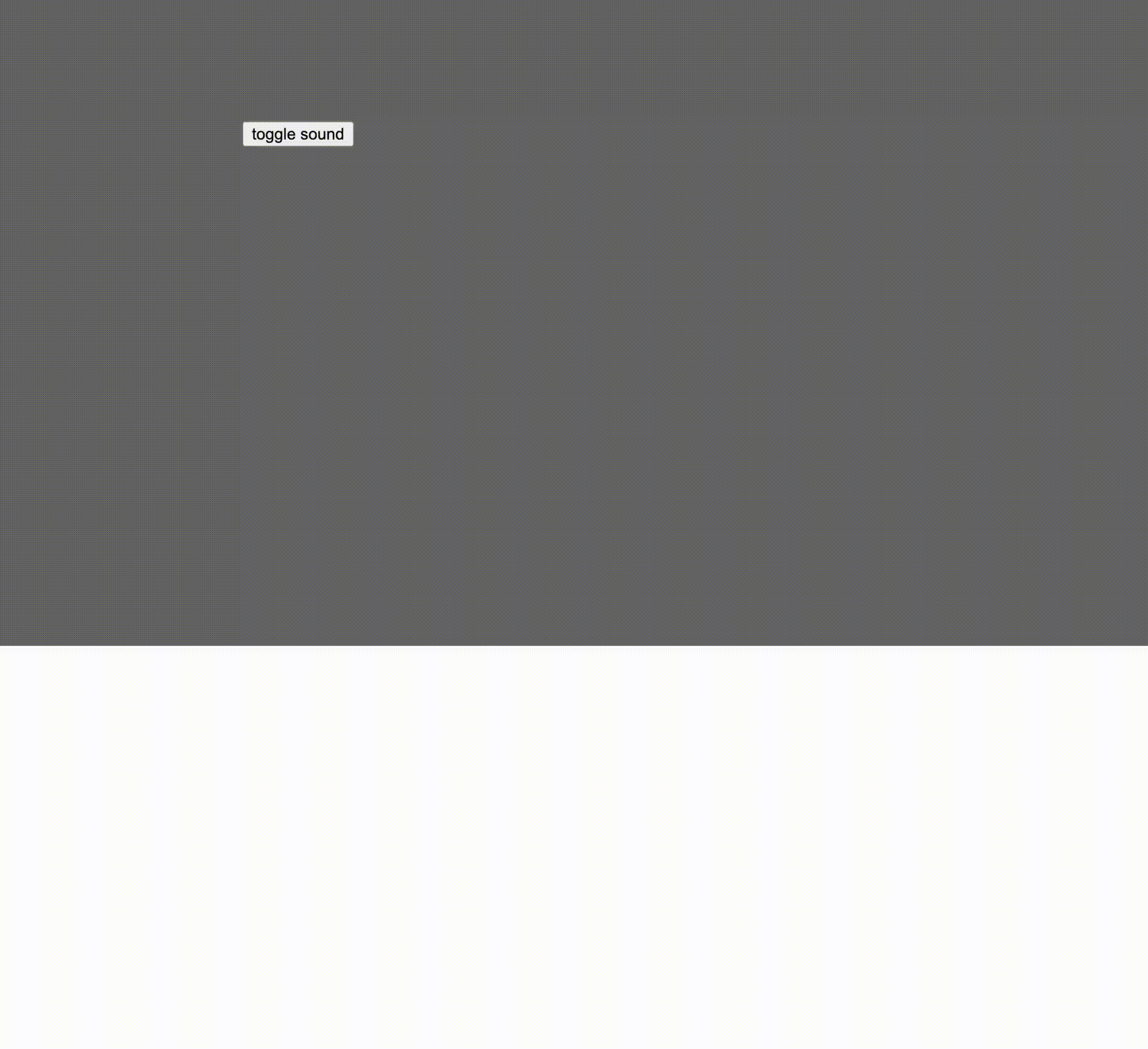 Using a sine oscillator to make sound when you press a button, and the tone and volume change with the mouse movement while a circle is drawn at the mouse position.