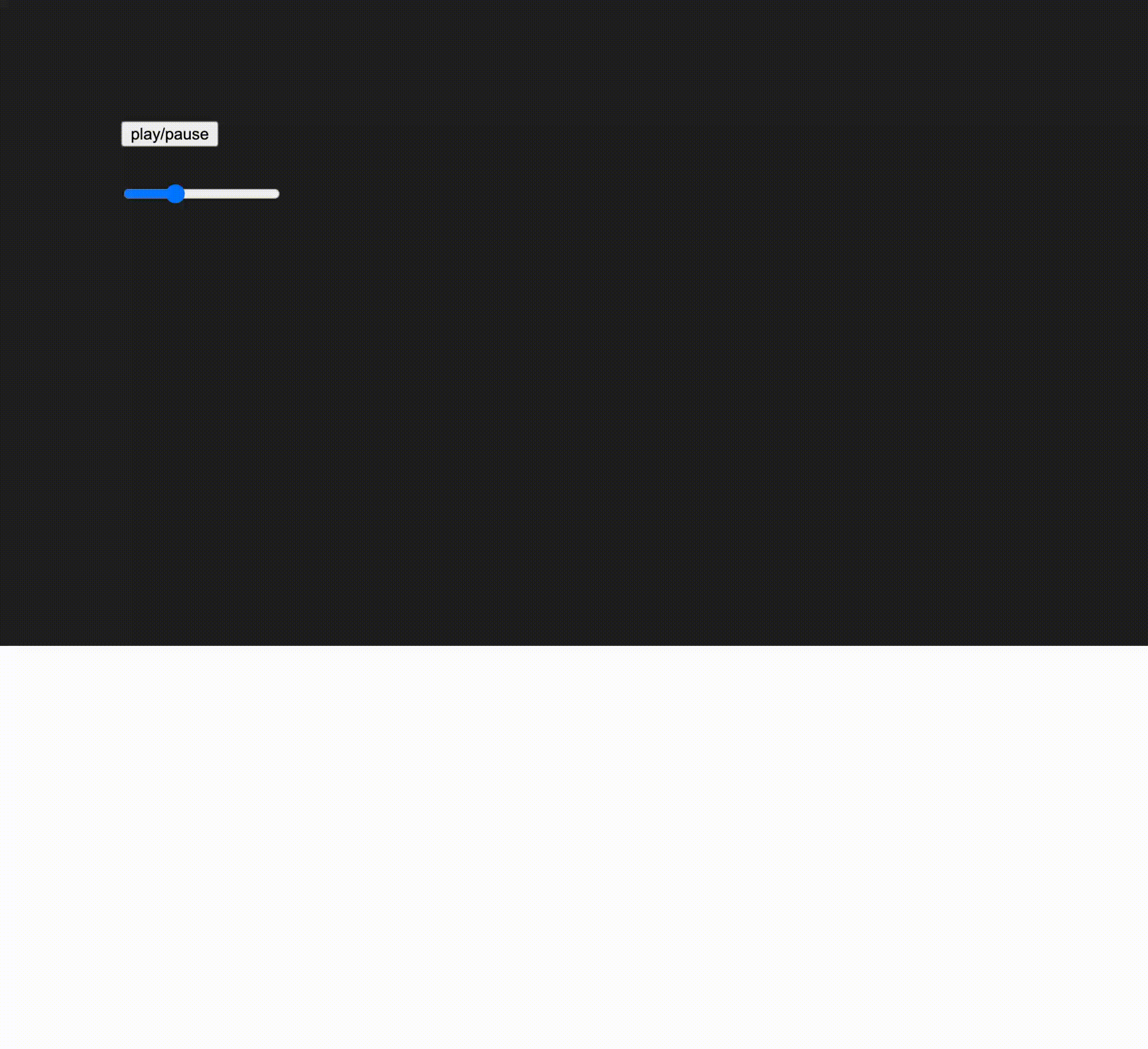 When a button starts and stops a sound, a slider controls the frequency, and expanding ripples appear based on the sound's frequency.